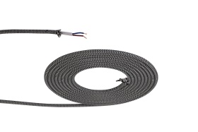 D0530  Cavo 1m Black/White Wave Braided 2 Core 0.75mm Cable